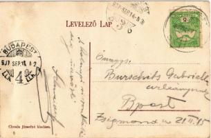 1907 Budapest XI. Kelenföld, Vasútállomás, gőzmozdony, vasutasok. Kiadja Chvala Józsefné / Bahnhof /...