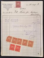 Vegyes okmány tétel: 30 db különféle okmánybélyeges számla