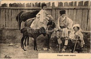 1912 Hátszeg, Wallenthal, Hateg; Pihenő román csoport. Adler fényirda 1910. / Romanian folklore