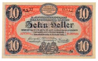 Zalaegerszeg / hadifogolytábor 1916. augusztus 15. 10f arab sorozat és sorszámmal, "MS" je...
