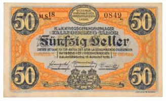 Zalaegerszeg / hadifogolytábor 1916. augusztus 15. 50f arab sorozat és sorszámmal, "MS" je...
