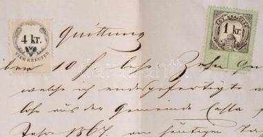 1867 Nyugta 1866 4kr + 1868 1kr vegyes felhasználással