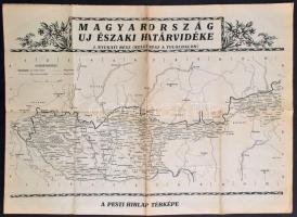 cca 1938 Magyarország új északi határvidéke, kétoldalas Pesti Hírlap térkép, hajtásnyomokkal, kis sz...