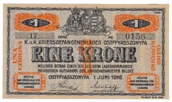 Ostffyasszonyfa / Hadifogolytábor 1916. június 1. 1K arab sorozat- és sorszámmal T:I / 
Hungary / O...