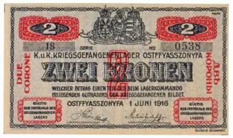 Ostffyasszonyfa / Hadifogolytábor 1916. június 1. 2K arab sorozat- és sorszámmal T:I / 
Hungary / O...