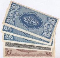 1946. 1.000.000.000MP (3x) piros "1848-as Fegyverek és Pénzek Kiállítása Pécsett 1966. március ...