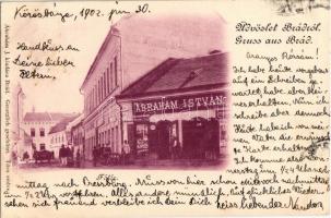1902 Brád, Fő tér, Ábrahám István üzlete és saját kiadása / publishers shop