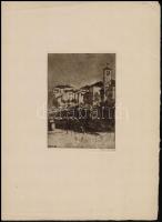 Bajor Ágost (1892-1958): Feltre, rézkarc, papír, jelzett, 18×12 cm