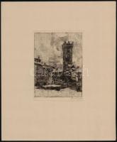 Bajor Ágost (1892-1958): Trento, rézkarc, papír, jelzett, 15×11 cm