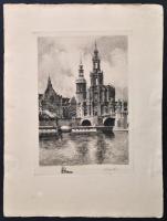 Olvashatatlan jelzéssel: Drezda, rézkarc, papír, jelzett, 27×19 cm