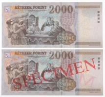2013. 2000Ft "CA 0000169" rajta piros "MINTA / SPECIMEN" felülnyomással + 2000Ft...