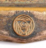 Régi füles tálca, fém, kopott, 62×24 cm