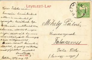 1909 Bethlen, Beclean; Fő utca, üzlet. W. L. 1896. / main street with shops