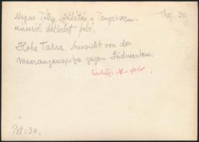 cca 1910 Magas-Tátra, kilátás a Tengerszem-csúcsról délkelet felé, Erdélyi Mór felvétele, hátulján f...