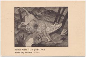 Die gelbe Kuh. Sammlung Walden Berlin / The yellow cow. German Expressionist art postcard + Advertising letter of Der Sturm German art and literary magazine covering Expressionism, Cubism, Dada and Surrealism s: Franz Marc