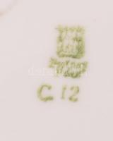 Zsolnay porcelán virágmintás kiöntő, matricás, jelzett, kopásnyomokkal, d: 18 cm, m: 14 cm