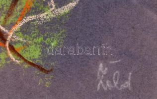 Zöld Anikó (1942-): Niké. Pasztell, papír, jelzett, üvegezett keretben, 18×19 cm