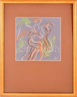 Zöld Anikó (1942-): Niké. Pasztell, papír, jelzett, üvegezett keretben, 18×19 cm