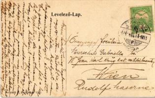 Zsombolya, Jimbolia; Kossuth Lajos szobor, hazafias tulipános montázs díszítéssel. Kiadja Perlstein ...