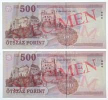 2010. 500Ft "EA 0000231" piros "MINTA / SPECIMEN" felülnyomással + 2011. 500Ft &...