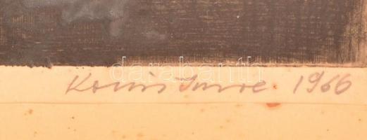 Kocsis Imre (1940-): Kánikula. Rézkarc papír, jelzett, üvegezett keretben, 25×41 cm