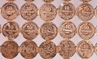 Régi bolgár 10 stotninkásokból (cca 1888-1913) készült tálca, 40×22,5×6,5 cm