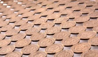 Régi bolgár 10 stotninkásokból (cca 1888-1913) készült tálca, 40×22,5×6,5 cm