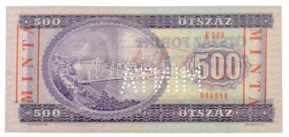 1980. 500Ft "E 000 - 000980" sorozat és sorszámmal, piros "MINTA" felülnyomással...