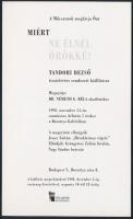 Tandori Dezső (1938-2019) Nemzet Művésze címmel kitüntetett magyar költő aláírása kiállítási meghívó...
