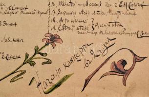 1916 Az esztergomi hadifogoly tábor orosz hadifoglyai által készített, rajzolt emléklap tábori progr...