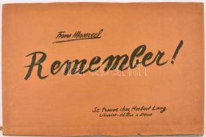 Frans Masereel Remember! Berne, (1946.) Herbert Land. 27 t. (26 egész oldalas fametszet) Első kiadás. Kiadói kartonálásban, papír védőborítóval. 48x31 cm