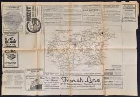 Magyarország és Közép-Európa vasuti térképe, Bp. Posner Károly Lajos és fia, foltos, kissé szakadozo...