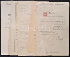 cca 1910 Posta tisztviselő kinevezési igazolványai, okmányai 8 db