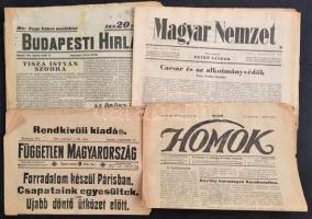 1914-1934 4 db vegyes újság: Homok, Független Magyarország, Budapesti Hírlap