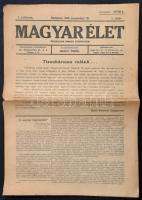 1919 A Magyar Élet c. újság induló száma. Román cenzúrával.