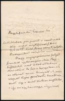 VÉDETT! 1884 gróf Tisza Kálmán (1830-1902) saját kézzel írt levele Szél Kálmán református esperesnek (1838-1928) melyben üdvözli az egyházközség élén. Borítékkal.