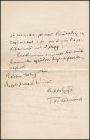 VÉDETT! 1884 gróf Tisza Kálmán (1830-1902) saját kézzel írt levele Szél Kálmán református esperesnek...