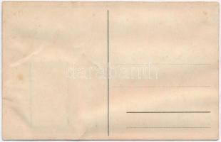 Budapest, Címeres magyar zászló katona leporellolap / Hungarian coat of arms and flag with soldier, ...