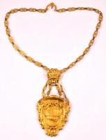 XIX. sz.: Tűzaranyozott bíborosi lánc. Nagyméretű címeres függővel 10,5 cm Hozzá készült dobozban / ...