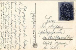 1938 Hegyeshalom, Újtelepi részlet, Singer szálloda és vendéglő, Gerstweiler Hugó üzlete és saját ki...