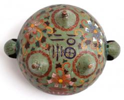 Kínai, sárkány figurás Clouson rekeszzománccal díszített fém tálka. Sérült a zománc. / Chinese ename...