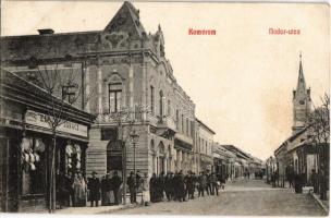 Komárom, Komárno; Nádor utca, Elbert Ignác üzlete. Pannonia 1908-32. / street view with shops (EK)