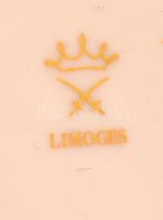 Limoges porcelán tégely, részben kézzel festett, jelzett, fém szerelékkel, apró kopásokkal, d: 5,5 c...