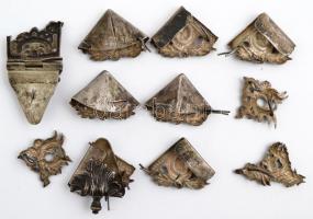 XIX. sz eleje: Temesvári ezüst könyvveretek. WM  mesterjeggyel 145g. / Temesvar silver book ornament...