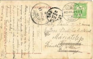 1912 Galánta, Galanta; Pályaudvar a kel. expressz vonattal, Vasútállomás, gőzmozdony, vasutasok. W. ...