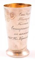 Ezüst(Ag) szecessziós vodkás pohár, jelzett (orosz 84), m: 7,2 cm, nettó: 48,6 g
