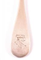 Ezüst(Ag) 6 db monogramos teáskanál, jelzett, h: 14,5 cm, nettó: 133,7 g