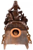 Neobarokk, aranyozott emberalakos zamak kandalló óra. Alabástrom és márvány berakással. 
Japy frere...