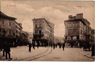 1907 Fiume, Corso, Piazza Andrássy / Andrássy tér, korzó, Luchesich üzlete. W. L. 1218. / square, shops