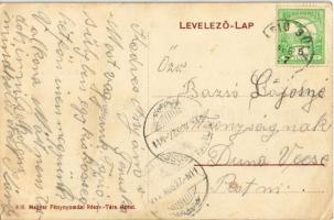 1911 Tápiósüly (Sülysáp), vasútállomás, tehervonat szerelvénye, római katolikus templom (kissé ázott...